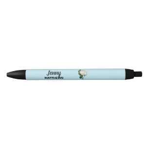Vintager individuelle Name mit Rosen auf weißem Ro Kugelschreiber
