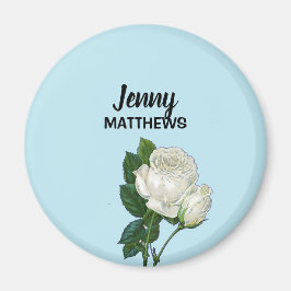 Vintager individuelle Name mit Rosen auf weißem Ro Magnet