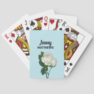 Vintager individuelle Name mit Rosen auf weißem Ro Spielkarten