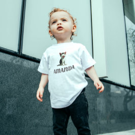 Vintager individuelle Name niedlich lachende Katze Baby T-shirt