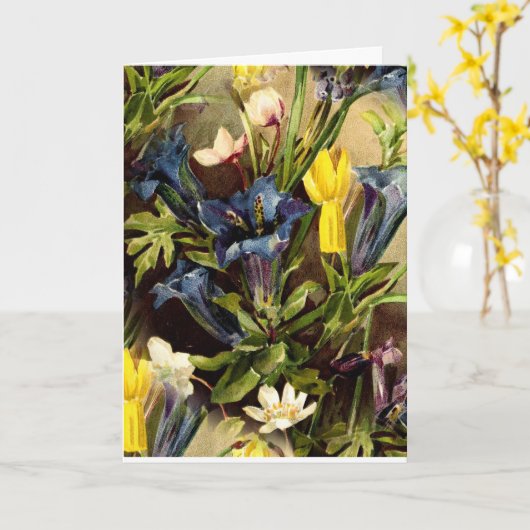 Vintager Iris-und Daffodil-Muttertag Karte (Gelbe Blume)