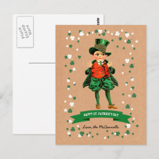 Vintager Irish Boy Individuelle Name St. Patrick's Postkarte