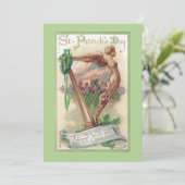Vintager Irish Harp St. Patrick's Day Karte (Stehend Vorderseite)