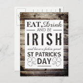 Vintager Irish Wood St Patrick's Day Postkarte (Vorne/Hinten)