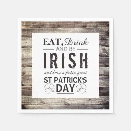 Vintager Irish Wood St Patrick's Day Serviette (Vorderseite)