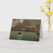 Vintager Istanbulcityscape mit Mondlicht Karte (Gelbe Blume)