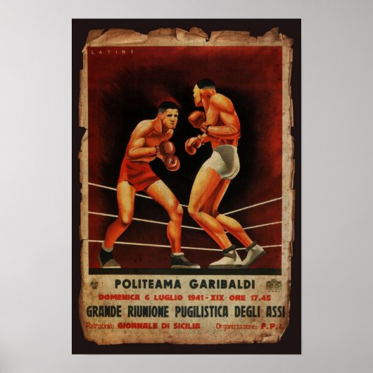Vintager italienischer Boxsport-Kämpfer Poster (Vorne)