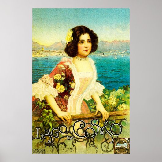 Vintager Italienischer See Como Reiseplakat | Lago Poster (Vorne)