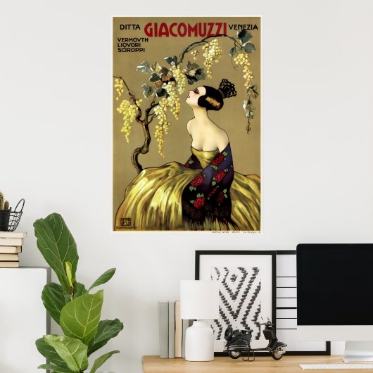 VINTAGER ITALIENISCHER WEIN 1900 POSTER (Heimbüro)