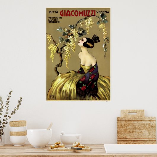 VINTAGER ITALIENISCHER WEIN 1900 POSTER (Küche)
