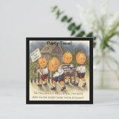 Vintager Jack o' Lantern Boys Stepptor Einladung (Stehend Vorderseite)