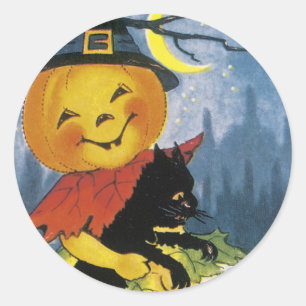Vintager Jack o' Lantern Child Runder Aufkleber