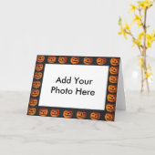 Vintager Jack o' Lantern-Rahmen-Musterbild Karte (Gelbe Blume)