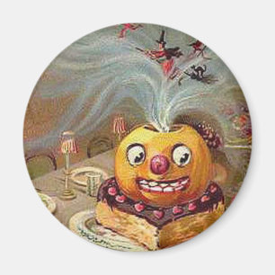 Vintager Jack o'Lantern mit Hexen Magnet