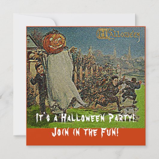 Vintager Jack o'Lantern Scarecrow and Boys Einladung (Vorderseite)
