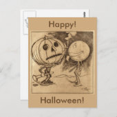 Vintager Jack o'Lanterns Gespräch Postkarte (Vorne/Hinten)