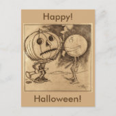 Vintager Jack o'Lanterns Gespräch Postkarte (Vorderseite)