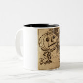 Vintager Jack o'Lanterns Gespräch Zweifarbige Tasse (Vorderseite Links)