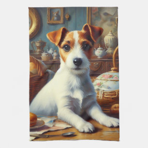 Vintager Jack Russell Terrier Painting Geschirrtuch