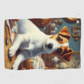 Vintager Jack Russell Terrier Painting Golfhandtuch (Horizontal)