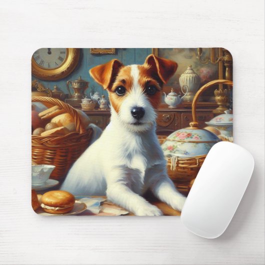 Vintager Jack Russell Terrier Painting Mousepad (Mit Mouse)