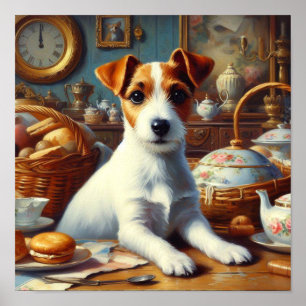 Vintager Jack Russell Terrier Painting Poster