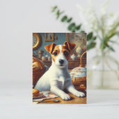 Vintager Jack Russell Terrier Painting Postkarte (Stehend Vorderseite)