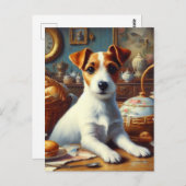 Vintager Jack Russell Terrier Painting Postkarte (Vorne/Hinten)