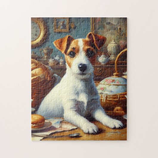 Vintager Jack Russell Terrier Painting Puzzle (Vertikal)