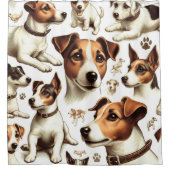Vintager Jack Russell Terrier Seamless Duschvorhang (Vorderseite)
