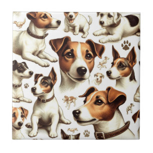 Vintager Jack Russell Terrier Seamless Fliese