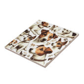 Vintager Jack Russell Terrier Seamless Fliese (Seite)