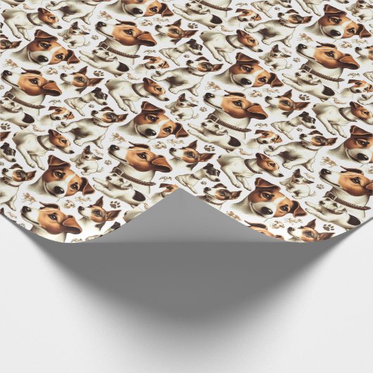 Vintager Jack Russell Terrier Seamless Geschenkpapier (Ecke)