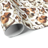 Vintager Jack Russell Terrier Seamless Geschenkpapier (Rolleneckpunkt)