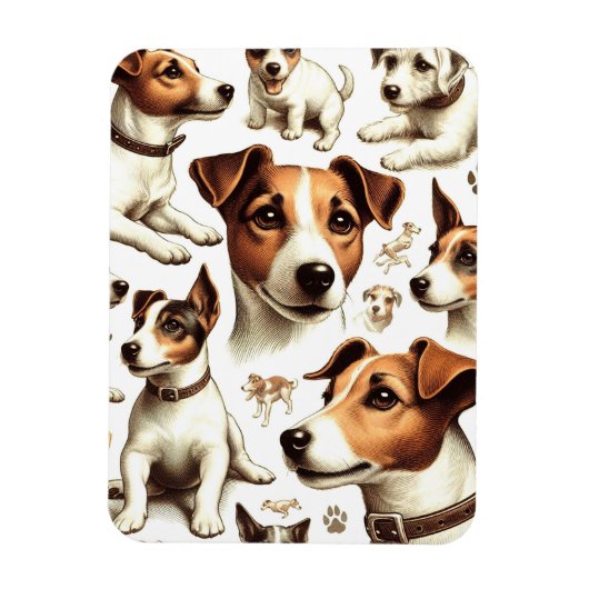 Vintager Jack Russell Terrier Seamless Magnet (Vertikal)