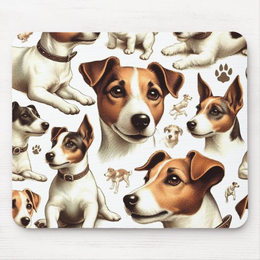 Vintager Jack Russell Terrier Seamless Mousepad (Vorne)
