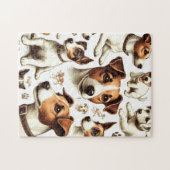 Vintager Jack Russell Terrier Seamless Puzzle (Horizontal)
