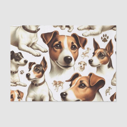 Vintager Jack Russell Terrier Seamless Seidenpapier (Vorderseite)