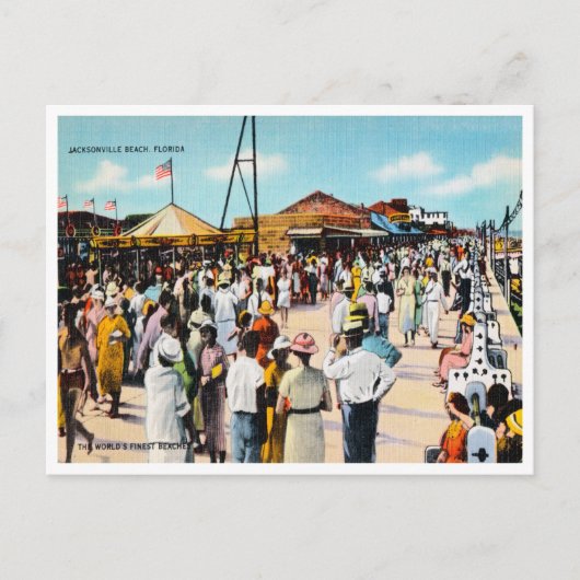 Vintager Jacksonville Beach, Florida Travel Postkarte (Vorderseite)