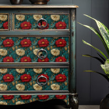 Vintager Jade und Russet Viktorianische Mohn