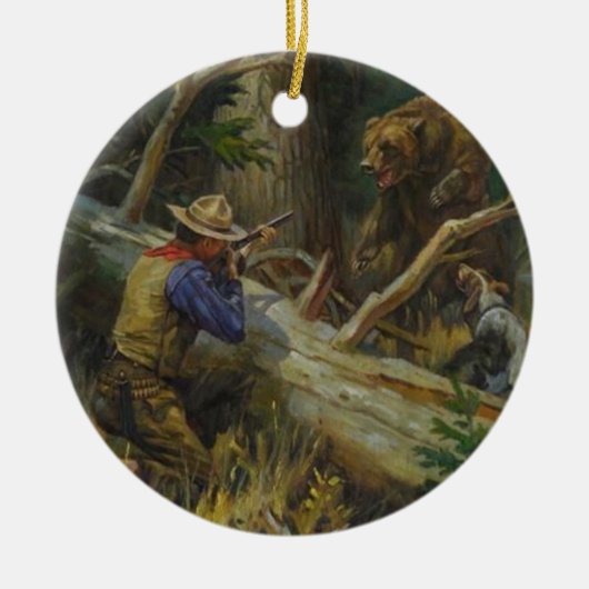 Vintager Jagdbär Keramikornament (Vorne)