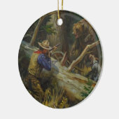 Vintager Jagdbär Keramikornament (Links)