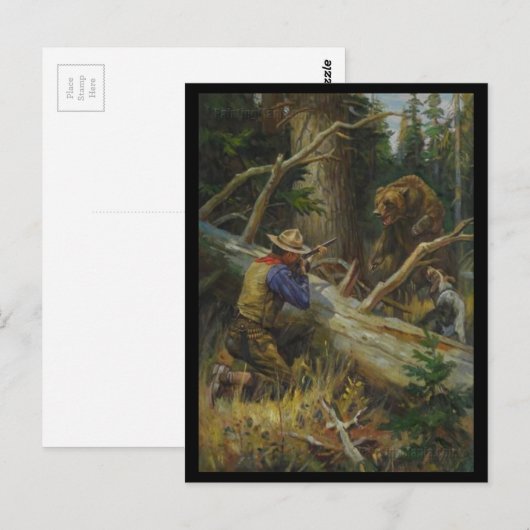 Vintager Jagdbär Postkarte (Vorne/Hinten)