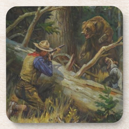 Vintager Jagdbär Untersetzer (Vorderseite)