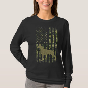 Vintager Jagdhund Camouflage US Flag Doberman Pi T-Shirt