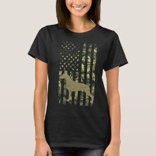 Vintager Jagdhund Camouflage US Flag Doberman Pi T-Shirt