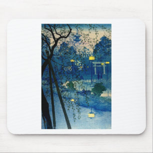 Vintager japanischer Abend im Blau Mousepad