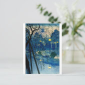 Vintager japanischer Abend in Blue Postkarte (Stehend Vorderseite)