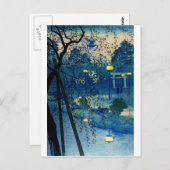 Vintager japanischer Abend in Blue Postkarte (Vorne/Hinten)