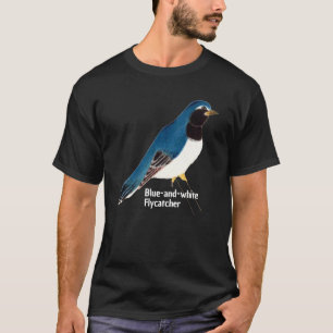 Vintager japanischer Bird Art Blue & White Flycatc T-Shirt